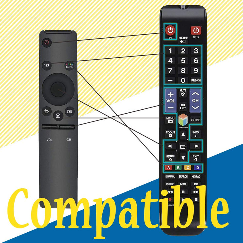 Universal Remote Replacement for Samsung TV Remotes BN59-01259B BN59-01260A BN59-01292A BN59-01259D and 4K UHD 6 Series 7 Series UN43 NU50 NU55 NU65 NU75 KS Models with 3 Years Warranty