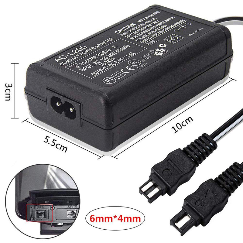 AC-L200C AC Power Adapter Charger compatible sony HDR-SR12, DCR-SR42, DCR-SR45, DCR-SR46, DCR-SR47, DCR-SR68, DCR-SX40, DCR-SX41, DCR-SX44, DCR-SX45, DCR- SX60, DCR-SX63 SX65 SX85 Handycam Camcorder
