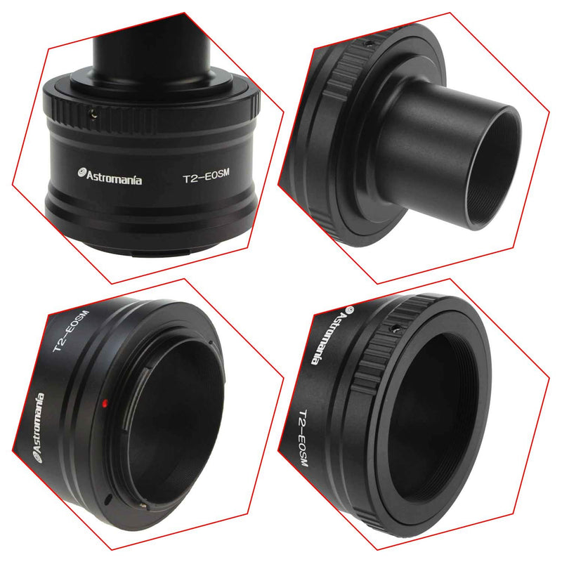 Astromania Canon EOS-M T2 Mount Lens Adapter and M42 to 1.25" Telescope Adapter (T-Mount) for Canon EOS-M Camera System Telescope/Spotting Scope Accessories Ring Set for Canon EOS-M