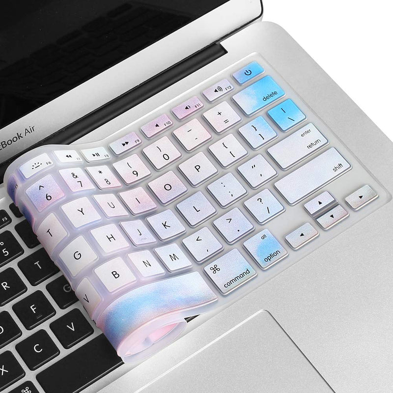 ProElife Silicone Keyboard Cover Skin for 2015 and Older Version MacBook Pro 13" 15" MacBook Air 13" (A1369/A1466) (NOT FIT 2016-2020 Air/Pro 13'' 15'')(Candy Cloud)