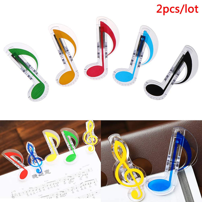 2 Pcs Plastic Music Note Book Page Clips Holder Music Page Treble Clef Clips Music Stand Accessory Musical Parts Blue