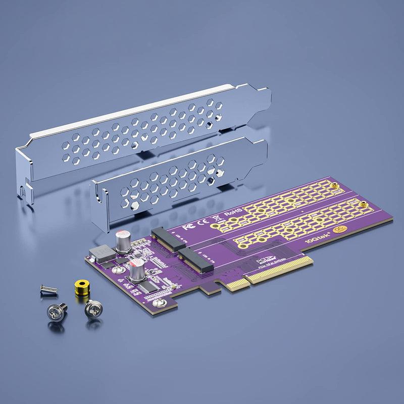 [AUSTRALIA] - 2-Port M.2 NVMe Adapter M-Key, PCIe X8 Gen3. Requires Motherboard BIOS Support for Bifurcation, Support SSD 22110 and Below Size Bifurcation not supported PCIe X8 to (2) M.2, 22110 