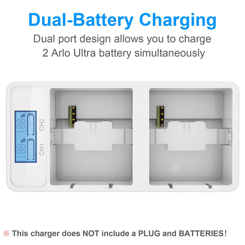 Feirsh 1 Pack 4800mAh Rechargeable Batteries and Dual Battery Charging Station Charger for Arlo Ultra 4K/Pro 3 (VMA5400)