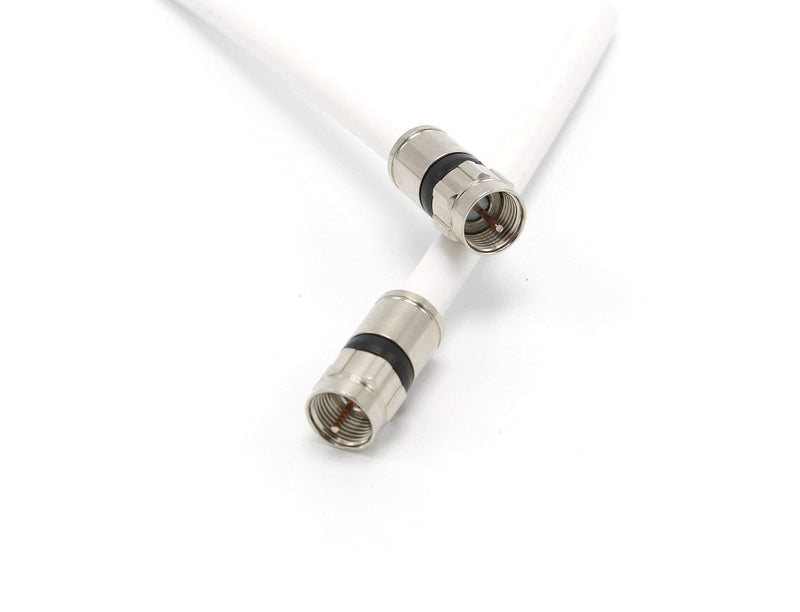 20' Feet, White RG6 Coaxial Cable (Coax Cable) with Weather Proof Connectors, F81 / RF, Digital Coax - AV, Cable TV, Antenna, and Satellite, CL2 Rated, 20 Foot 20 Feet