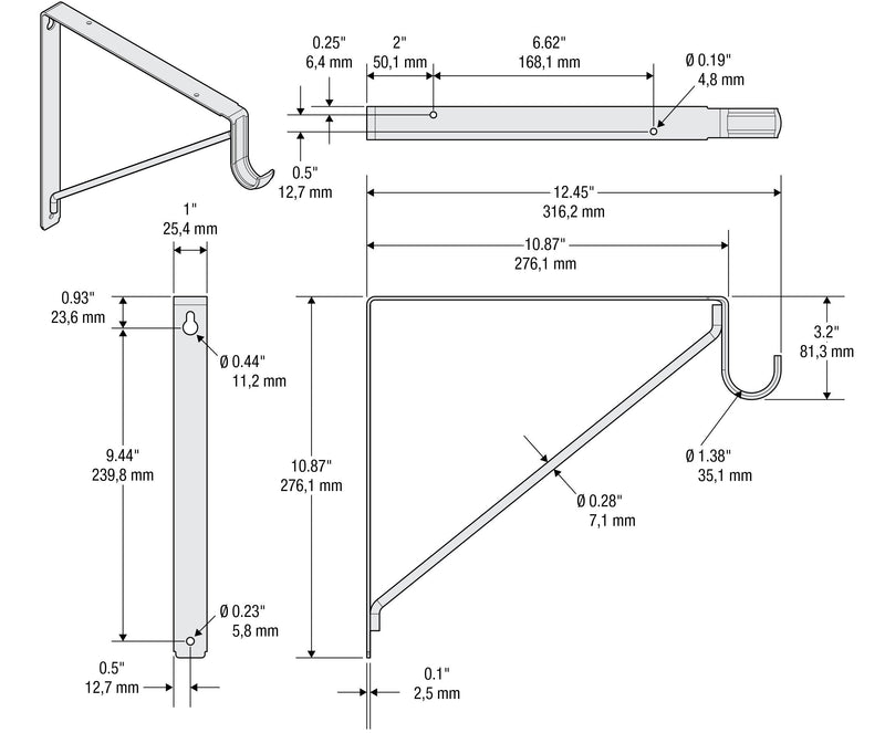 Stanley Hardware S822-092 108BC Heavy Duty Shel and Rod Bracket in Oil Rubbed Bronze