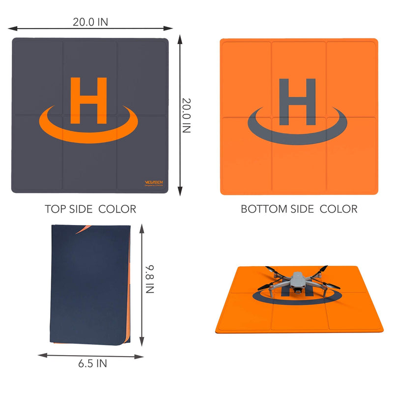 VCUTECH Drone Landing Pad 20 inch(50cm) for DJI Mavic 3 | Mavic Air 2/2S | Mavic Mini 2/1/SE | Mavic 2 Pro/Zoom | DJI FPV | Drone Accessories(Black) 20-inch BLACK