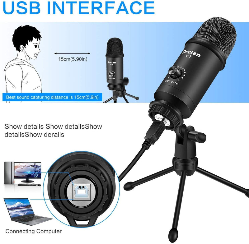 [AUSTRALIA] - USB Microphone, Condenser desktop Computer Mic 192KHZ/24BIT Plug & Play with Professional Sound Chipset, for PC Voice Recording,Podcasting,Skype,YouTube,Games,Google Voice Search USB Microphone 