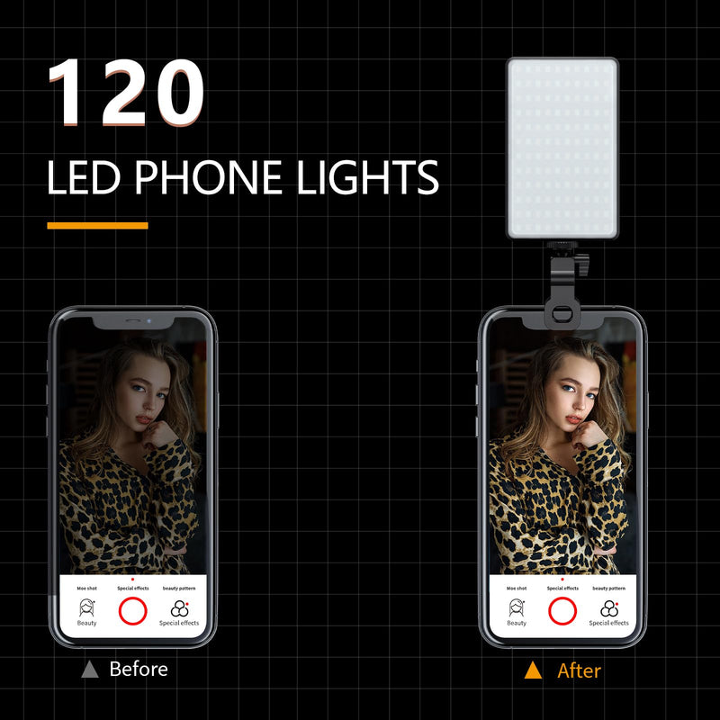 Youlisn 120 LED Phone Light with 3000mAh Battry, Adjusted 3 Light Modes Selfie Light for Phone, iPad, Camera, Laptop, Rechargeable Clip Video Ligh for Selfie, TikTok, Live Stream, Video