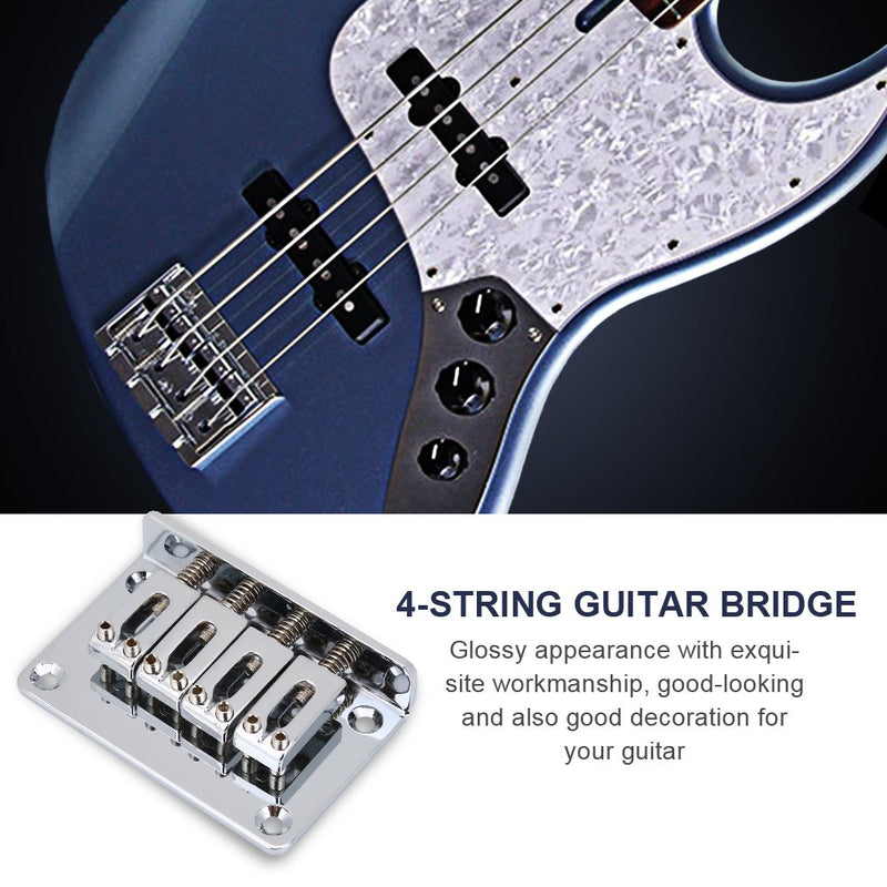 4-string Guitar Bridge, Durable Guitar Bridge Replacement Parts for Cigarbox Electric Guitars Bass Ukulele Silver