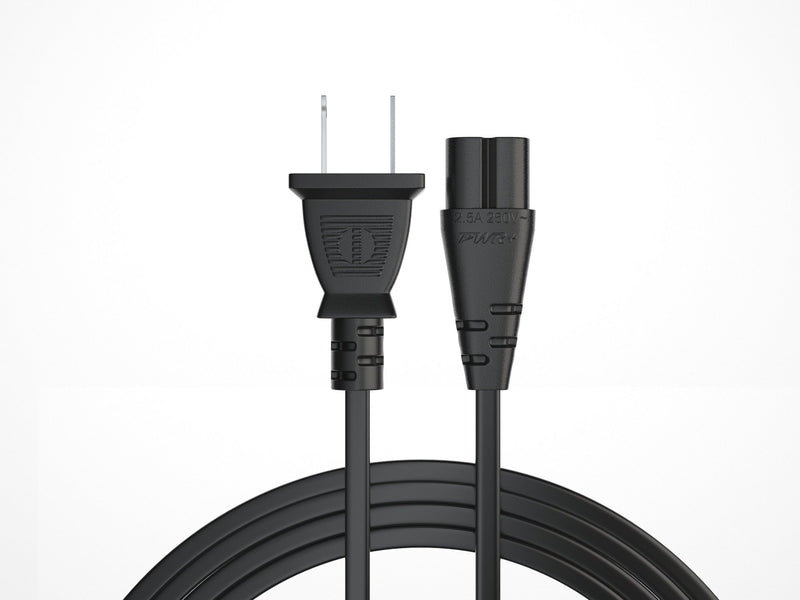 Pwr AC Cable Replacement Power Cord 2 Prong 6 Feet (Black)