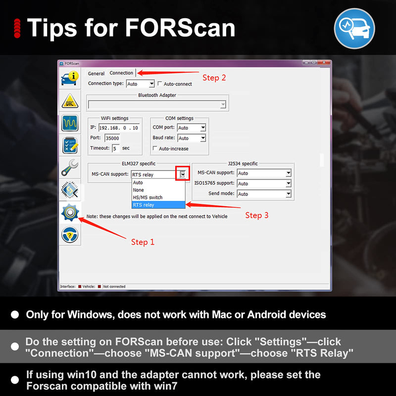 FORScan OBD2 Adapter USB ELM327 Scanner Compatible with Ford F150 F250, Automatic (MS/HS) CAN Switching OBDII Diagnostic Scan Tool for Ford Lincoln Mazda Mercury