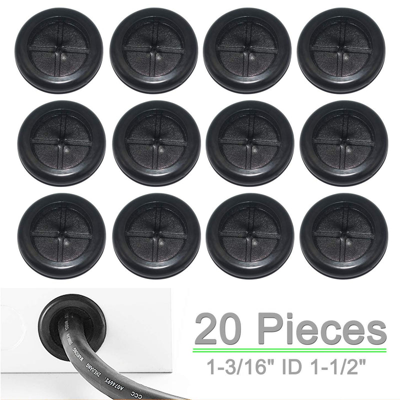 Chistepper 20 Pieces Rubber Grommet Kits Electrical Wire Gasket Firewall Hole Plug Sets for Wire Plug Cable Wire Protection