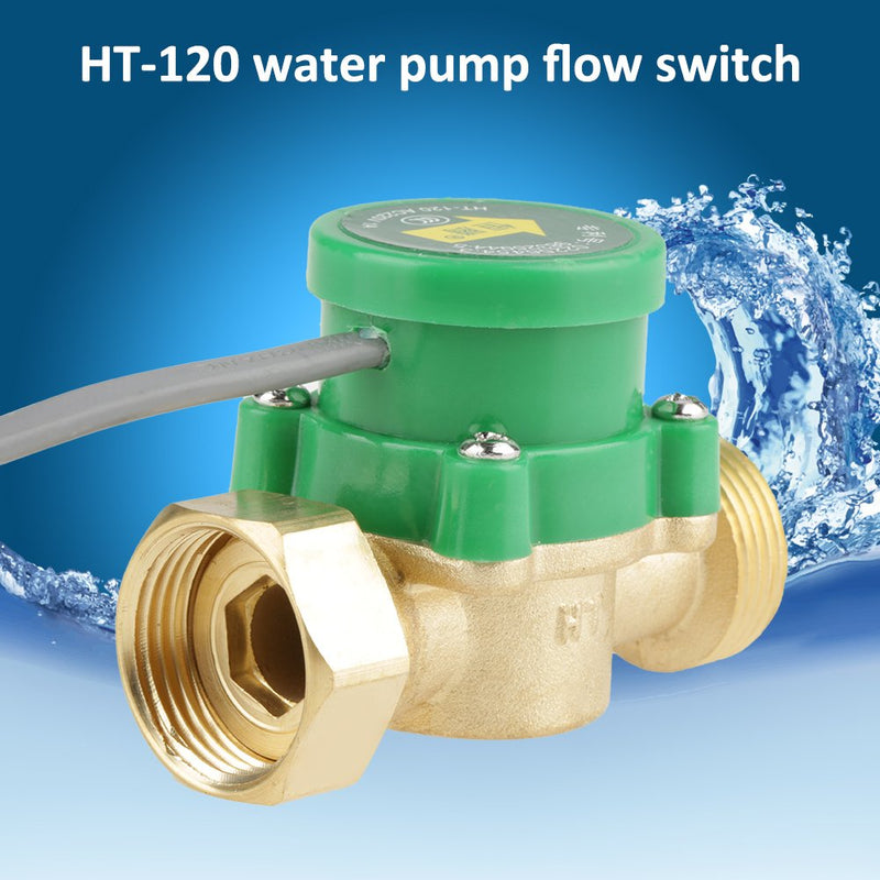 Marhynchus Pump Flow Sensor Switch Thread Water G3/4" 3/4" AC220V 1A for Low Water Pressure Area Flow Water Heater Pneumatic Pressure Flow Switch