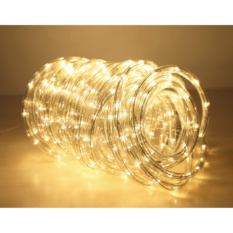 LE 33ft 240 LED Rope Light, Waterproof, Connectable, Low Voltage, Warm White, Indoor Outdoor Clear Tube Light Rope and String for Deck, Patio, Pool, Camping, Bedroom Decor, Landscape Lighting and More