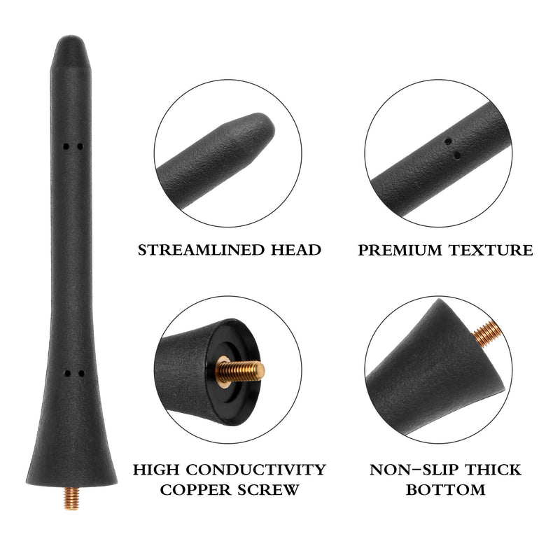 KSaAuto 5 inch Imitation Leather Texture Rubber Antenna for 2006-2021 Mazda MX-5 Miata RF ND NC ┃ OEM NF47-66-A30A ┃ Polished AM FM Radio Antenna 5"