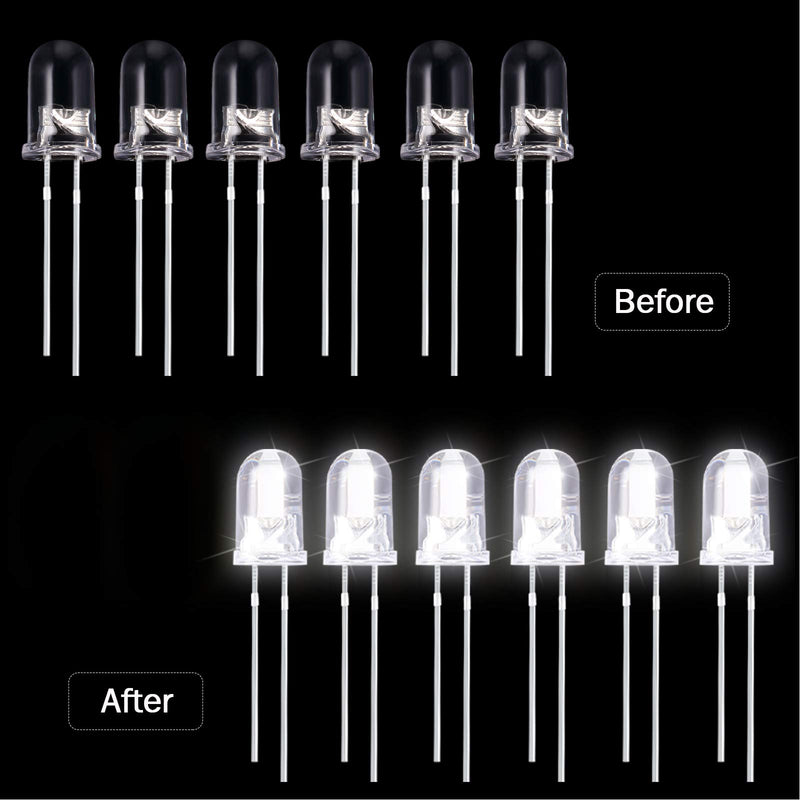 240 Pieces 5mm LED Light Emitting Diodes Diffused 2pin Round Emitting Lighting Bulb Lamp with 32.8 Feet Double Sided Copper Foil Tape (White) White