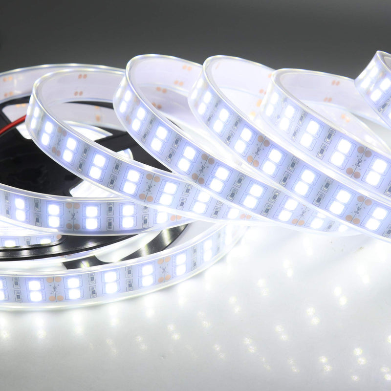 LEDENET 5M Double Row 600LEDs SMD 5050 LED Flexible Strip Lighting DC 12V Cold Cool White Waterproof Outdoor Use White (6000k) Waterproof IP67