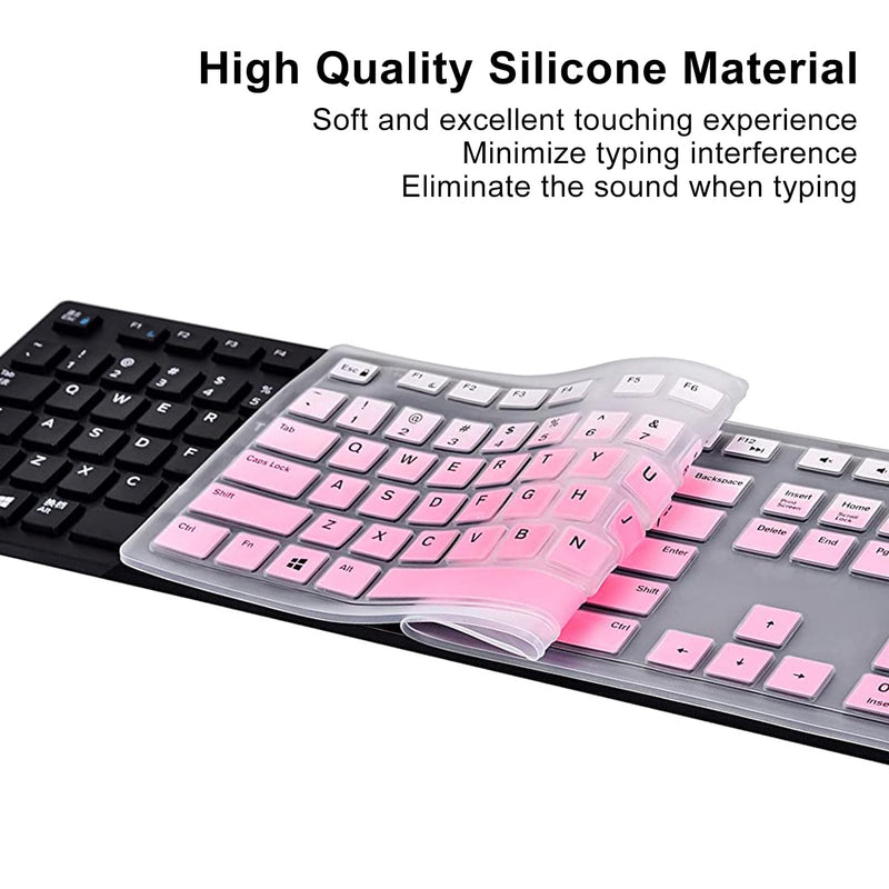 Keyboard Covers for Dell KM636 KB216 Wireless Wired Keyboards, Dell Optiplex 5250 3050 3240 5460 7450 7050/Dell Inspiron AIO 3475 3670 3477 Silicone Desktop Computer Keyboard Skins (Pink) 1 Pack Gradient Pink
