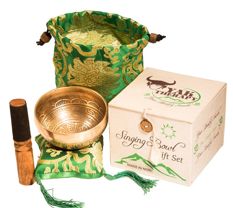 Tibetan Singing Bowl Set - Hand Crafted By YAK THERAPY - Chakra Healing, Anxiety & Stress Relief, Great for Meditation Healing Relaxation Therapy – Best Gift Product from Nepal,