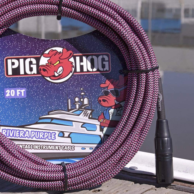 Pig Hog PHM20RPP High Performance Riviera Purple Woven XLR Microphone Cable, 20 ft.