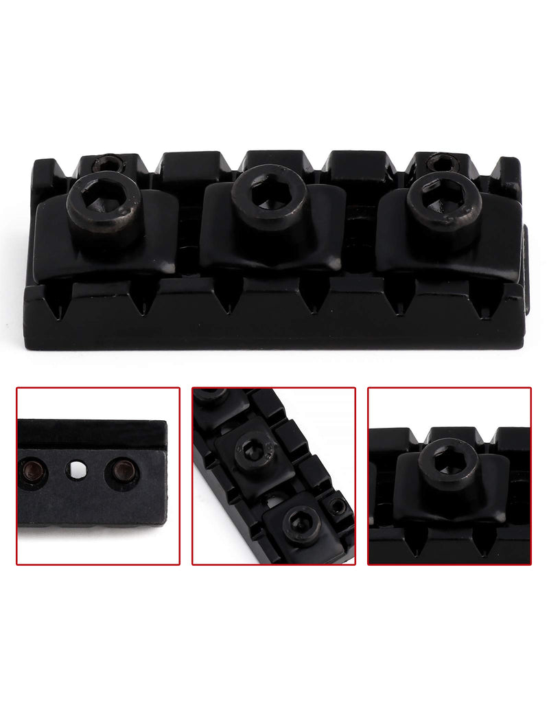 Holmer Guitar String Locking Nut for Flord Rose Style Adjustable Height Locking Guitar Tremolo Bridge with Mounting Screw Shims and Wrench Black.