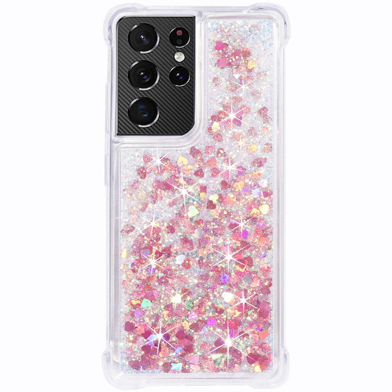 Flocute Galaxy S21 Ultra Case, Galaxy S21 Ultra Glitter Case Clear Sparkle Floating Liquid Soft TPU Cushion Luxury Fashion Girly Women Cute Case for Samsung Galaxy S21 Ultra (Rose Gold) Rose Gold