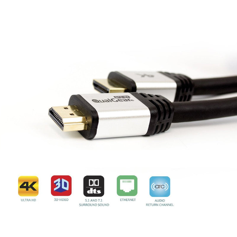 QualGear High Speed Long HDMI 2.0 Cable with Ethernet (25 Feet) - 100% OFC Copper, 26 Awg, 24K Gold Plated Contacts, CL3 Rated, Triple-Shielded. Supports 4K UHD, 3D, 18 Gbps, ARC (QG-CBL-HD20-25FT) 25 Feet