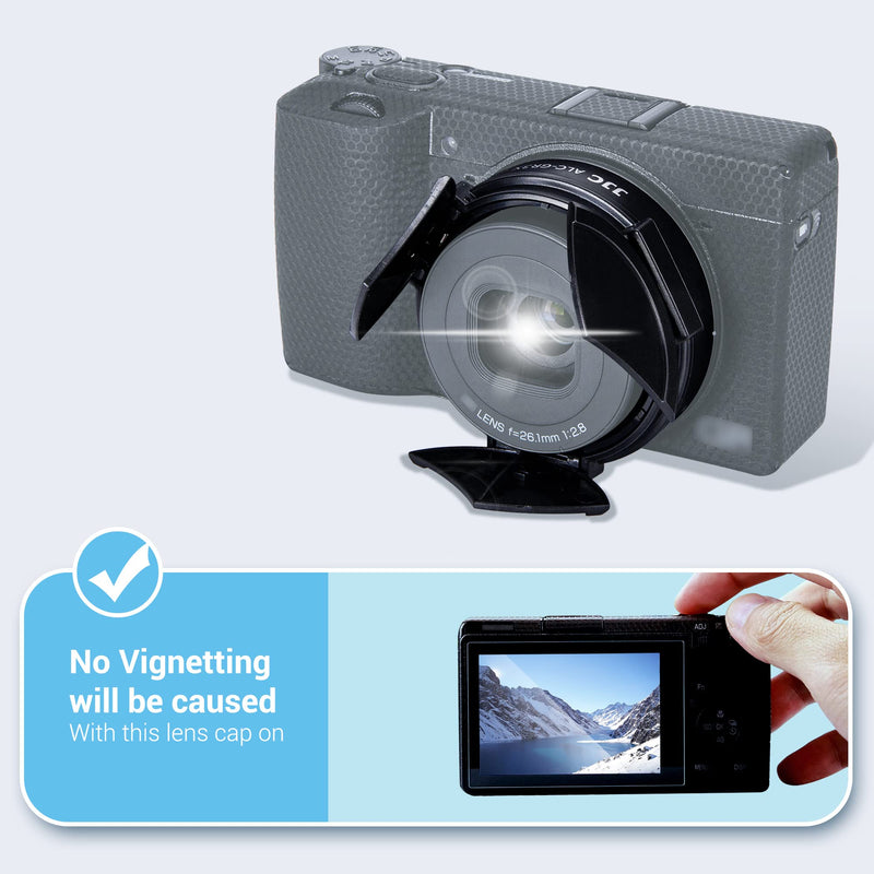 JJC Auto Open and Close Lens Cap Cover for Ricoh GR IIIx GRIIIx GR3x Camera, Dustproof and Anti-Scratch Lens Protector No Need to Remove