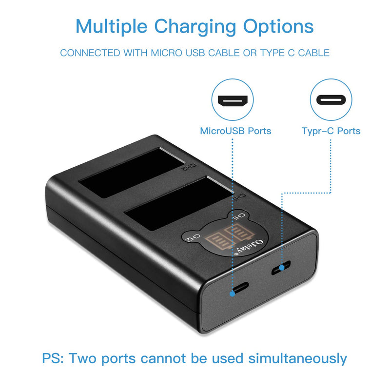 OJelay LP-E10 Battery 2 Packs Replacement Battery 1020mAh with Dual Battery Smart LED Display Charger Compatible with Canon EOS 1100D,1200D,1300D,Kiss X50,X70,Rebel T3,T5,T6 …