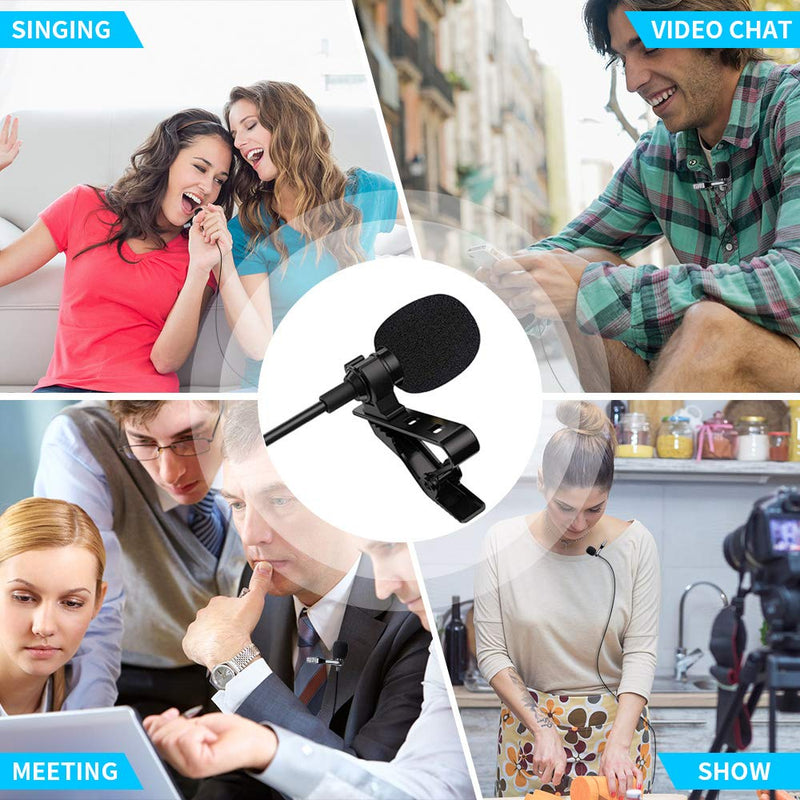 [AUSTRALIA] - FAPO Mini Clip-on Lapel Lavalier Condenser Microphone with 3.5mm Headphone Output Jack, Omnidirectional Condenser Mic Compatible with iPhone and Android Smartphones 