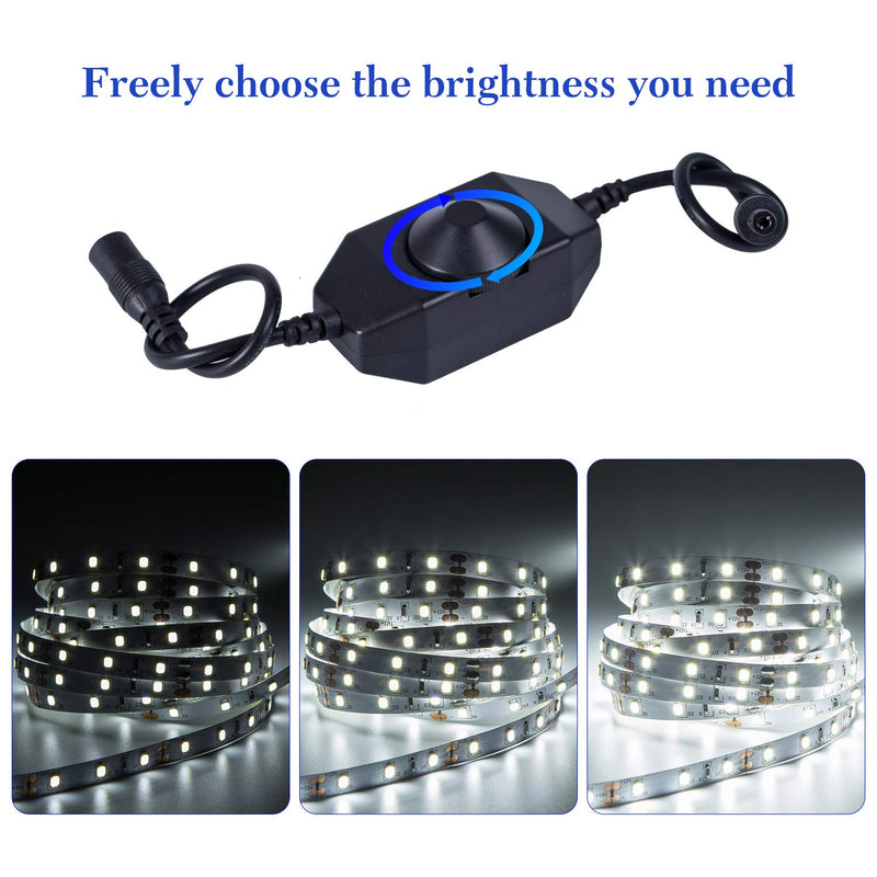 [AUSTRALIA] - GuoTonG Dimmable Waterproof LED Light Strip Kit with UL Listed Power Supply, 180 Units SMD 2835 LEDs, 6000K Daylight White 12V LED Tape, Led Ribbon, 9.8ft/3m Lighting Strips 