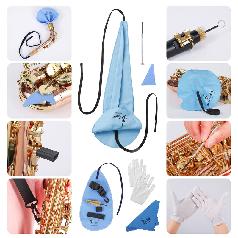 10-in-1 Saxophone Cleaning Care kit for Alto Tenor Clarinet, Flute and Wind & Woodwind instrument Including Cleaning Cloth, Mouthpiece Brush, Thumb Rest Cushion