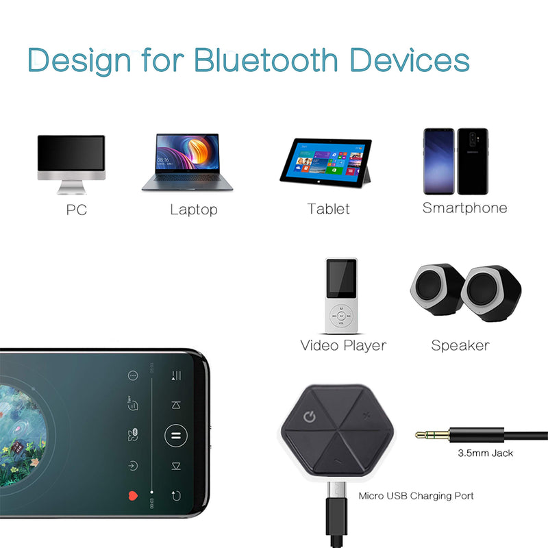 Bluetooth Audio Adapter, Wireless Audio Receiver, Clip Bluetooth Receiver V4.1 for Hands-Free Call and Home Audio Music