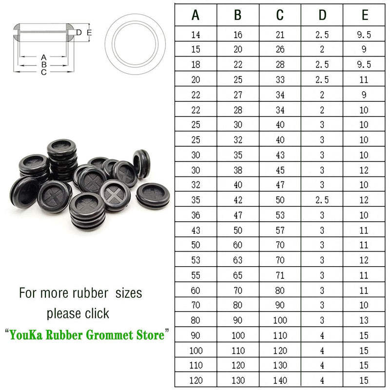 1 Inch Rubber Grommet, 3/4" Inside Diameter 1" Drill Hole Rubber Hole Plug, Synthetic Rubber Grommets Wire Protection, Firewall Plug Grommet, Double-Sided Round, 20PCS 1" (20pcs)