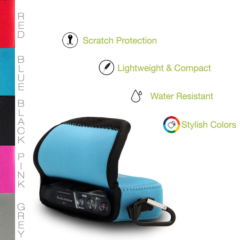 MegaGear ''Ultra Light'' Neoprene Camera Case Bag with Carabiner for Canon PowerShot SX720 HS, SX610 HS, SX600 HS (Blue)