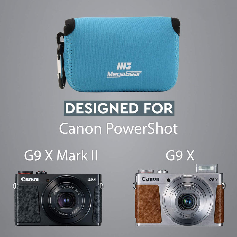 MegaGear ''Ultra Light'' Neoprene Camera Case Bag with Carabiner for Canon PowerShot G9 X Mark II, G9 X Digital Camera (Blue, Neoprene) Blue