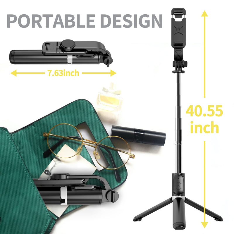 Selfie Stick Tripod, All in One Extendable & Portable iPhone Tripod Selfie Stick with Wireless Remote Compatible with iPhone 13 12 11 pro Xs Max Xr X 8Plus 7, Galaxy Note10/S20/S10/OnePlus 9/9 PRO etc