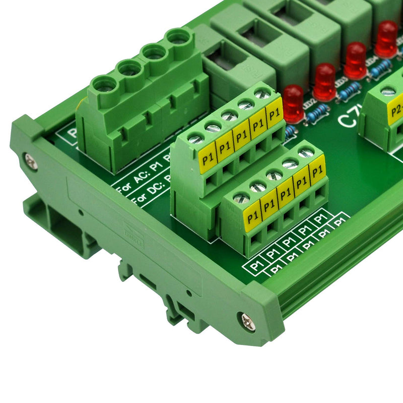 Electronics-Salon DIN Rail Mount 10 Position Power Distribution Fuse Module Board, for AC/DC 5~48V