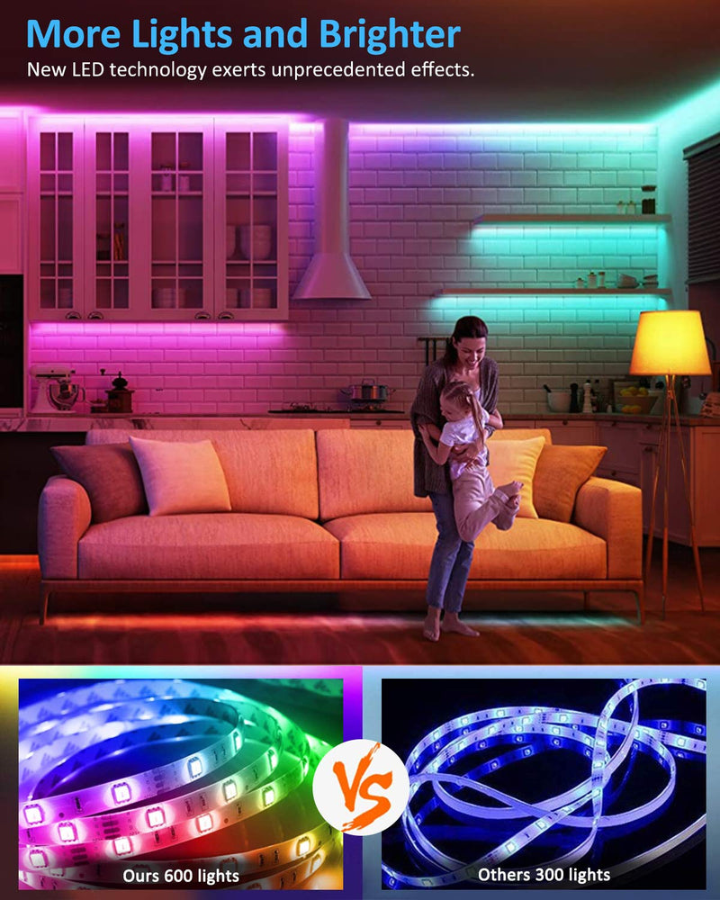 LED Strip Lights, Mixi 32.8ft 300 Lights Waterproof LED Light Strips Color Changing 5050 RGB with Bluetooth Music Sync App Remote Controller, Wall Lights, Rope Lights, Bedroom Decor