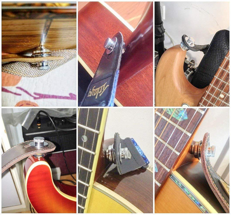 JZK 4 Chrome alloy metal security bass guitar strap lock button screw nut for electric guitar acoustic guitar bass