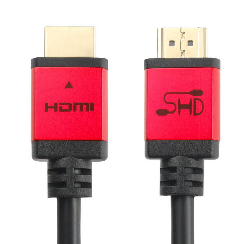 SHD HDMI Cable 40Feet High Speed HDMI Cord 2.0V UHD 18Gbps Support 4K 3D 1080P Ethernet Audio Return CL3 Rated Gold Plated Connectors Black Cable and Red Metal Shell Red Shell