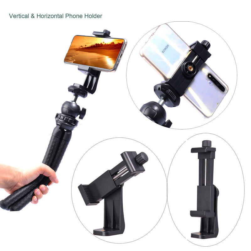 Ruittos Phone Tripod, Cell Phone Flexible Tripod Octopus with Bluetooth Camera Remote, Mobile Tripod Mount Adapter, Compatible with iPhone 11 Xs Samsung Andriod Live Streaming Vlog (Flexible Tripod)