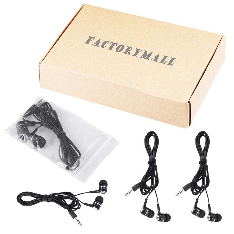 [AUSTRALIA] - Bulk Earbuds Headphones Wholesale Earphones 50 Pack, Factorymall Low Cost Earbuds Disposable Ear Buds Bulk Headphones for School Classroom Students Kids-(Black) Black 