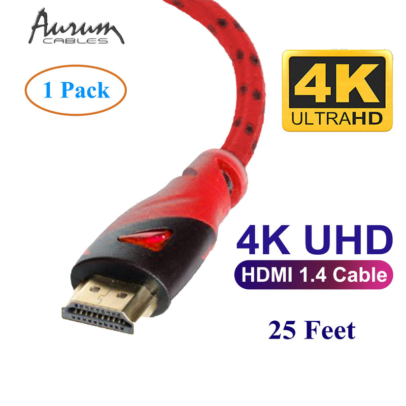 Aurum Ultra Series - High Speed HDMI Cable (25 feet) with Ethernet - CL3 Certified - Supports 3D and Audio Return Channel 25 Ft 1 Pk