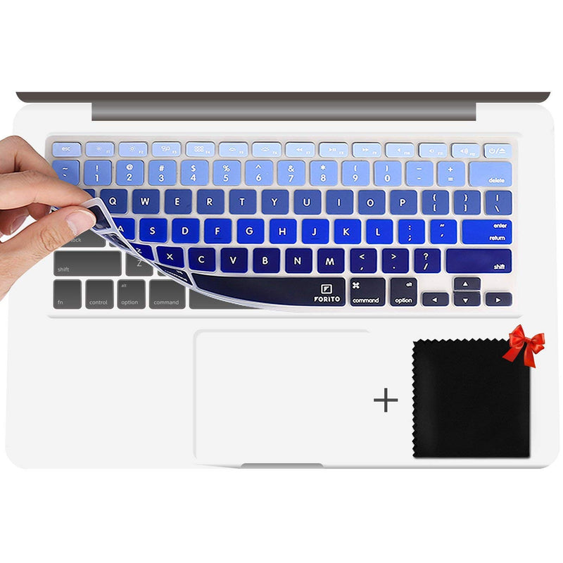 Keyboard Cover Compatible with MacBook Pro 13” 15” (2015 or Older Model) /MacBook Air 13 A1369 A1466 Keyboard (!!!Not Fit for 2016-2018 New MacBook Pro 13 15) US Layout -Ombre Blue