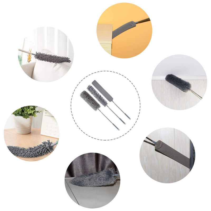 4Pcs/Set Microfiber Duster for Home, Cleaning Kit with Telescoping Extension Pole Reusable Bendable Dusters, Washable Lightweight Dusters for Cleaning Cobwebs Ceilings Fans