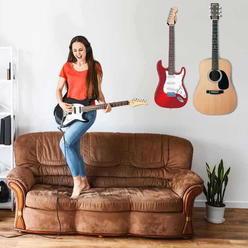 Guitar Wall Mount, Black Walnut Wood Guitar Wall Hanger, 2 Pack Guitar Hanger, V-Shaped Guitar Holder Wall Mount, Guitar Accessories for Acoustic Electric Guitar Bass Mandolin, Gift for Guitar Player