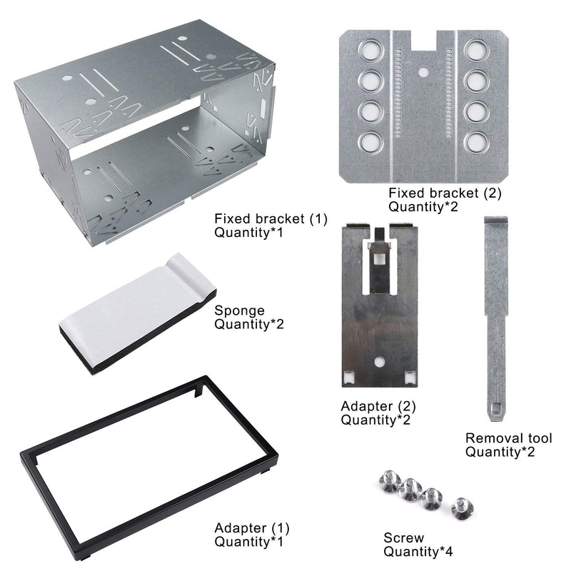 Autostereo 182 x 102 MM Universal Double DIN Installation Slot Metal Car Stereo Radio Mounting Frame 2DIN Universal Car Radio Adapter in-Dash Mounting Frame Complete Fitting Kit