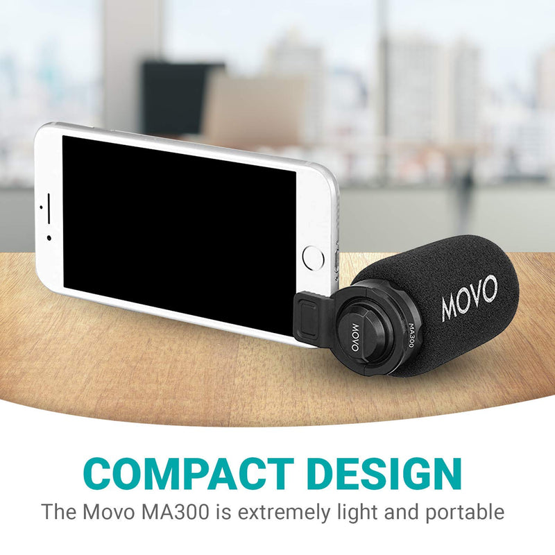 Movo MA300 Compact Smartphone Microphone Compatible with iPhone, Andorid Smartphones and Tablets with a 3.5mm Input Jack