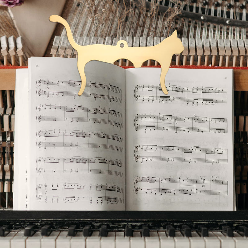 2Pcs Music Book Clip, Metal Music Book Clip Page Holder Music Stand Clips Sheet Music Clips for Piano Keyboard Stands Books (Gold)